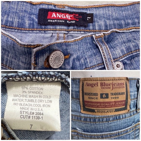 Angel Jeans Vintage Y2K MidRise Lace Up Flared Denim Made in USA Size 7 - Picture 3 of 15